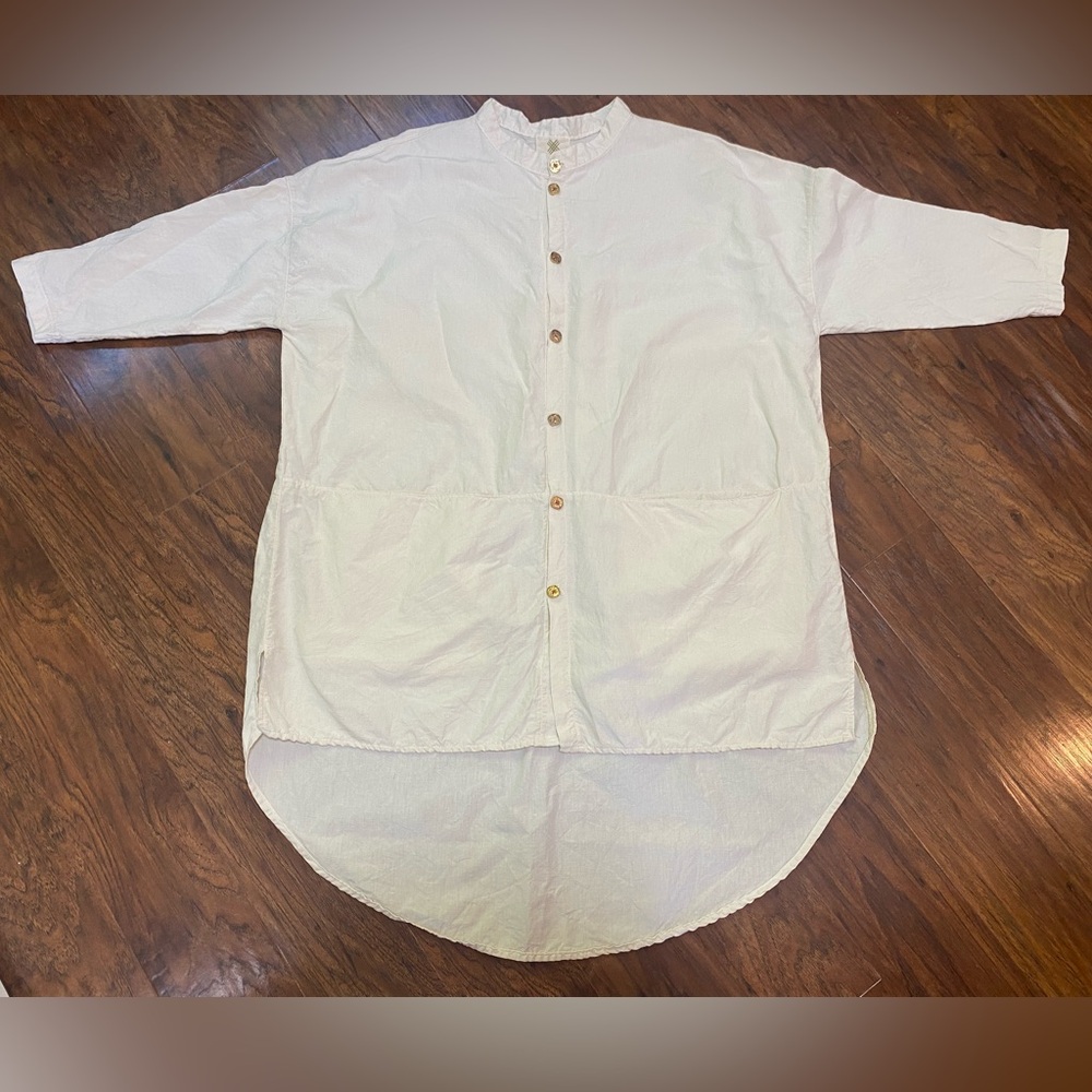 Silk/Linen MEGAN ILENE WHITE QUARTER SHIRT